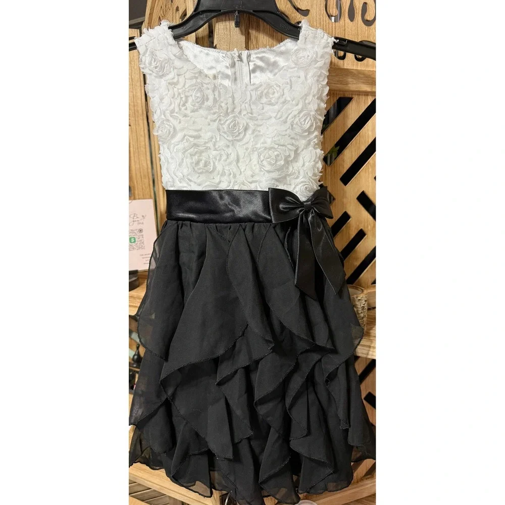 Girls American Princess Dress 6X White Black Party Holiday Special Occasion - Picture 1 of 3